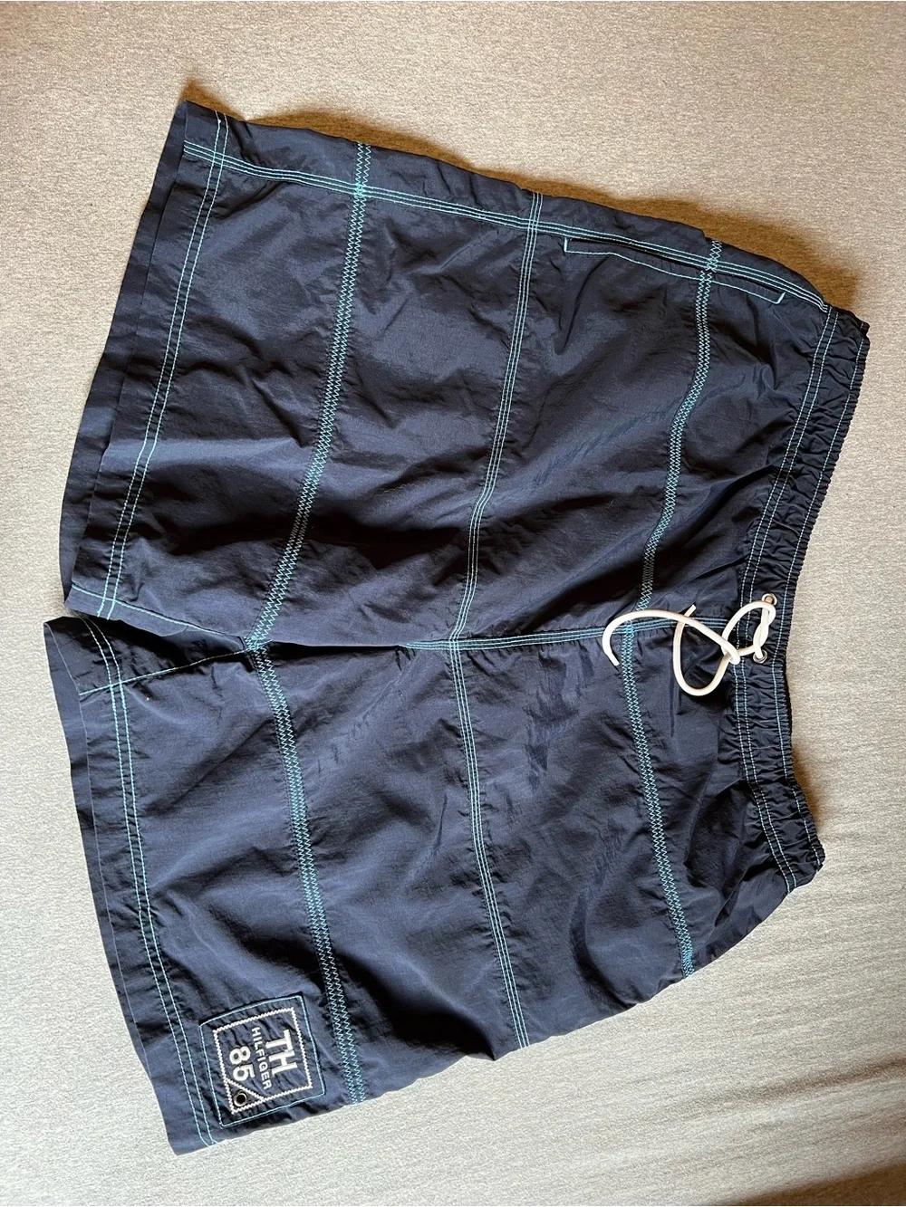 Tommy Hilfiger Navy Swim Shorts with Teal Stitching